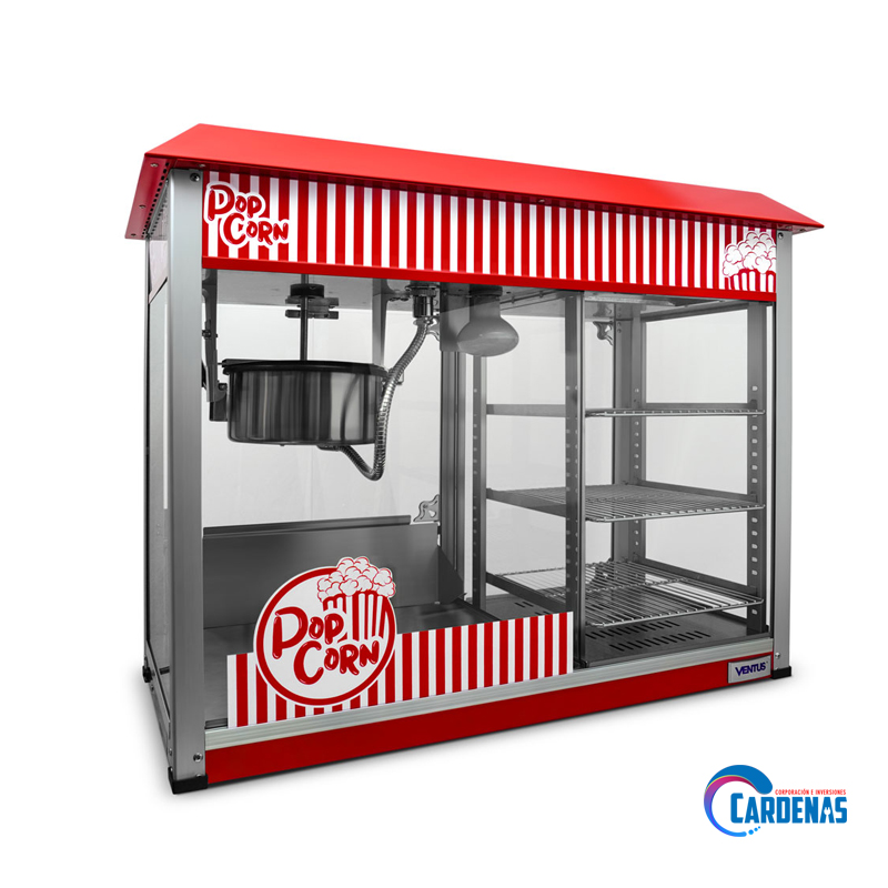 MÁQUINA DE POP CORN CON EXHIBIDOR VENTUS MOD VMPCE-8