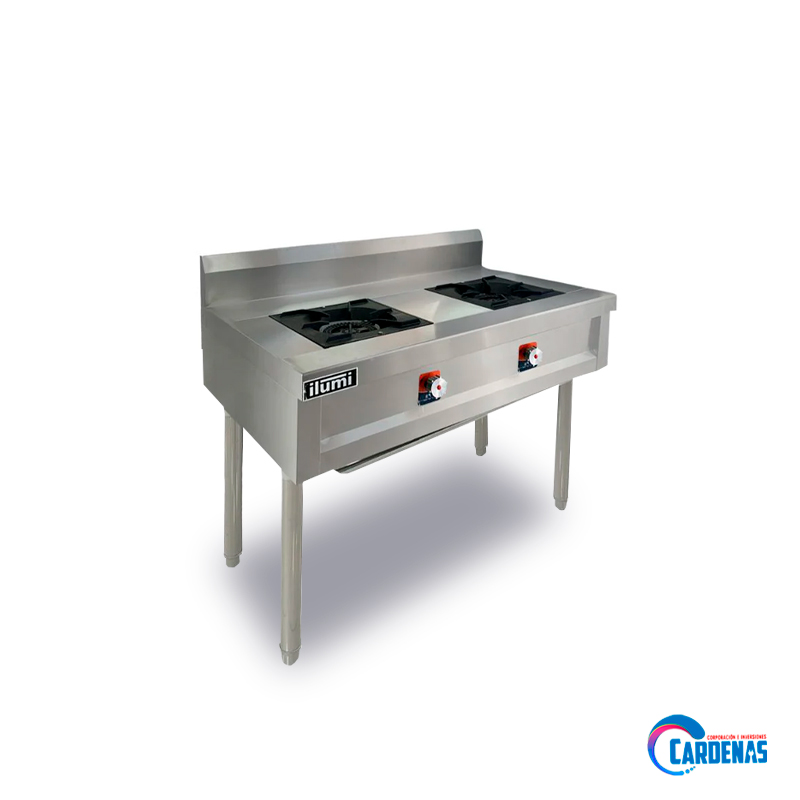 COCINA INDUSTRIAL ILUMI DE 2 HORNILLAS 30X30 MOD IND-200