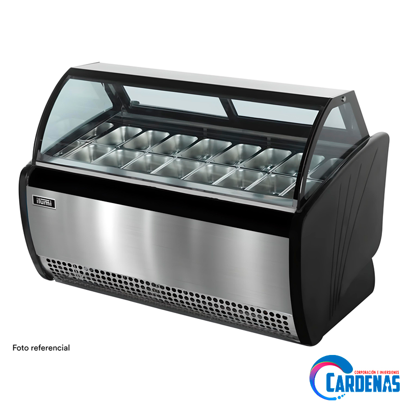 CONGELADORA DE HELADOS ILUMI DE 16 POZAS PREMIUM MOD ICL-1600