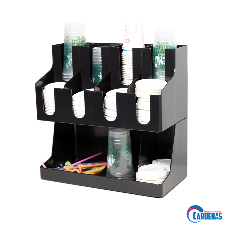 ORGANIZADOR PORTA VASOS Y/O TAPAS 8 COMPARTIMIENTOS – CONDIMENTOS PARA CAFE 3 COMPARTIMIENTOS MOD: JD-86234
