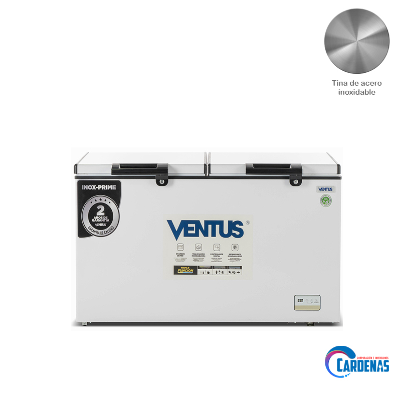CONGELADORA CON TINA DE ACERO VENTUS 420 LTS MOD: CTD-420 INOX