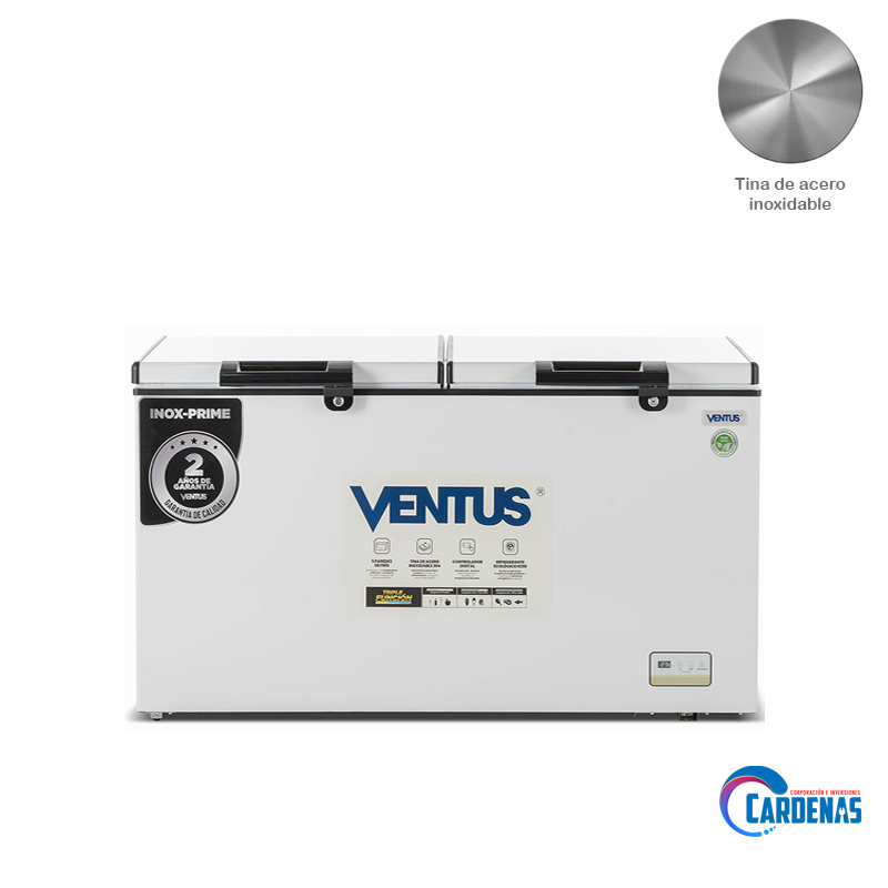 CONGELADORA CON TINA DE ACERO VENTUS 520 LTS MOD: CTD-520 INOX