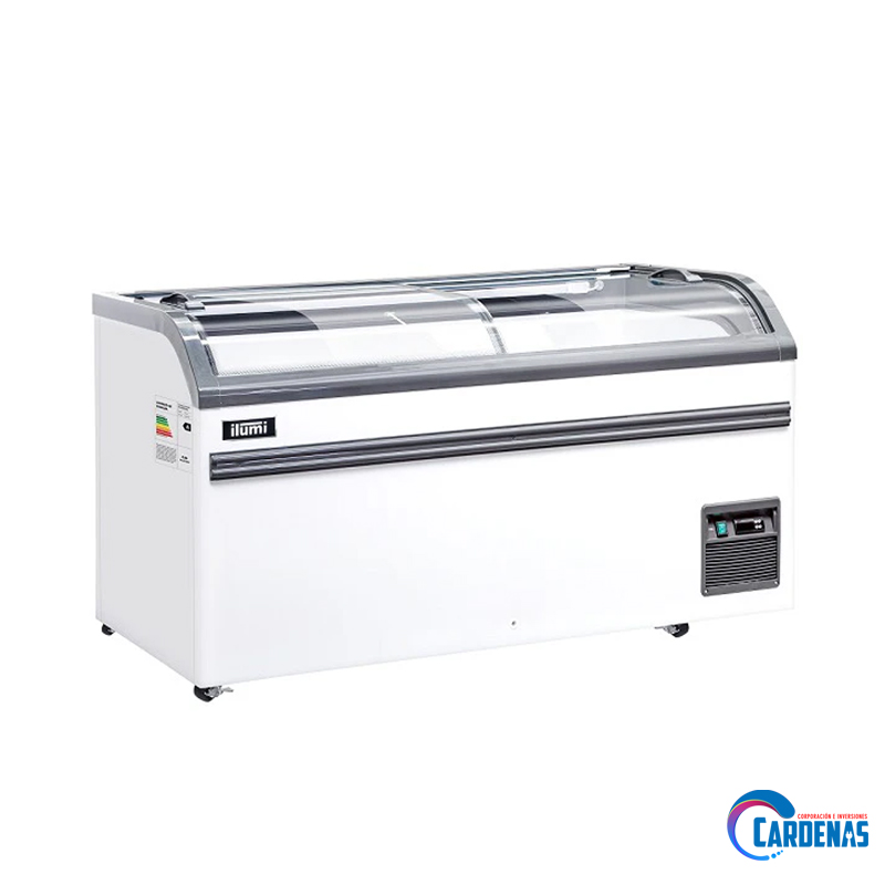 CONGELADORA DE ISLA ILUMI TAPA DE VIDRIO 500 LITROS MOD IF-500WHCL