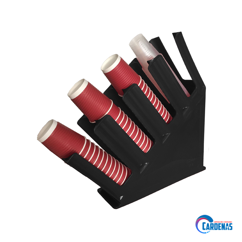 DISPENSADOR PORTA VASOS Y/O TAPAS 4 COMPARTIMIENTOS JINDE MOD: JD-86256