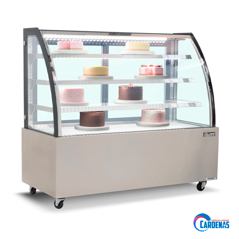 VITRINA REFRIGERADA CURVA ILUMI DE 3 NIVELES MOD VRDH-1500AI