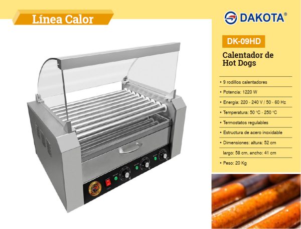 CALENTADOR DE HOT DOG 9 RODILLOS DAKOTA MOD: DK-09HD - Imagen 3