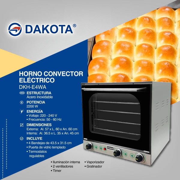 HORNO CONVECTOR ELECTRICO DAKOTA MOD:DKH-E4WA - Imagen 2