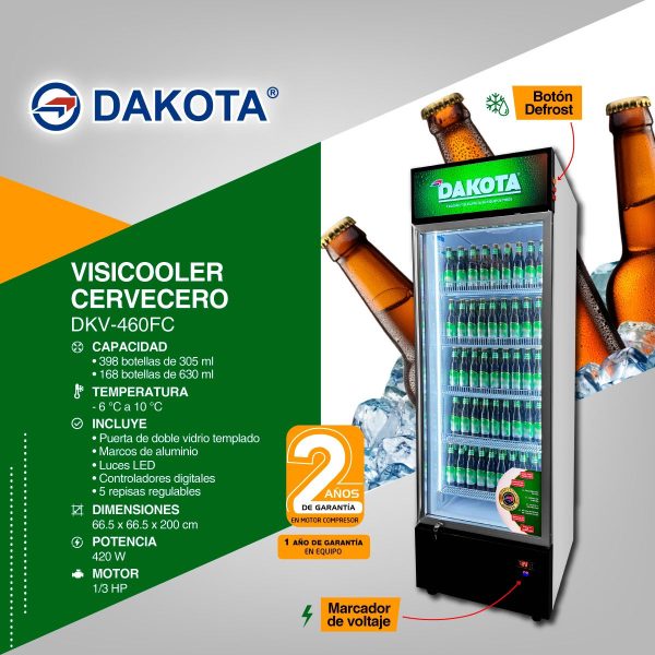 VISICOOLER CERVECERO DAKOTA 460 LTS MOD DKV-460FC - Imagen 2
