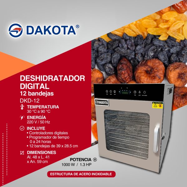 DESHIDRATADOR DE ALIMENTOS 12 NIVELES DAKOTA MOD: DKD-12 - Imagen 2