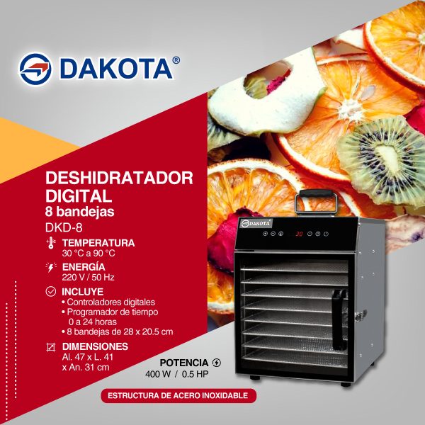 DESHIDRATADOR DE ALIMENTOS 8 NIVELES DAKOTA MOD: DKD-8 - Imagen 2