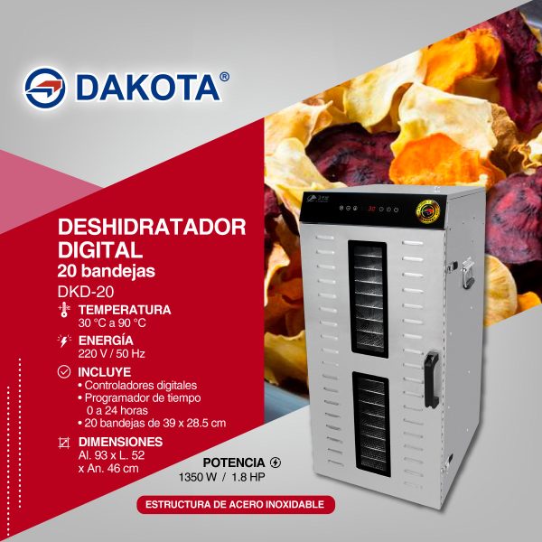 DESHIDRATADOR DE ALIMENTOS 20 NIVELES DAKOTA MOD: DKD-20 - Imagen 2