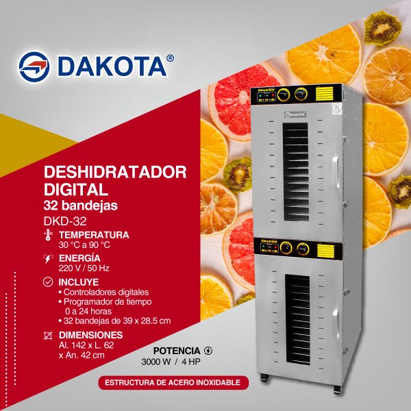 DESHIDRATADOR DE ALIMENTOS 32 NIVELES DAKOTA MOD: DKD-32 - Imagen 2