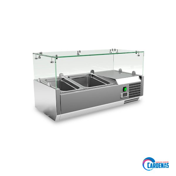 TAVOLA REFRIGERADA DE MESA CON VIDRIO RECTO DE 2 CONDIMENTEROS KING COMPANY MOD VRX850