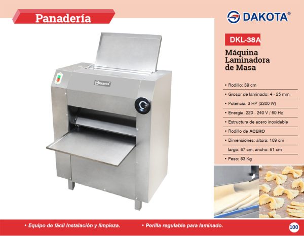 LAMINADORA DE MASA RODILLO DE ACERO 38CM DAKOTA MOD:DKL-38 - Imagen 2