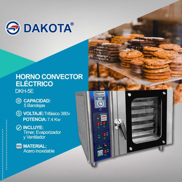HORNO CONVECTOR ELECTRICO 5 BANDEJAS DAKOTA MOD: DKH-5E - Imagen 2