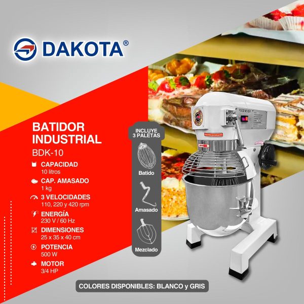 BATIDORA INDUSTRIAL DAKOTA DE 10LTS MOD BDK-10 - Imagen 2