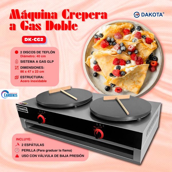 MAQUINA CREPERA A GAS DOBLE DAKOTA MOD: DK-CG2 - Imagen 2