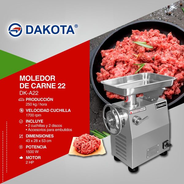 MOLEDORA DE CARNE N°22 DAKOTA MOD: DK-A22 - Imagen 2