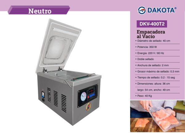 SELLADORA AL VACIODE DOBLE BARRA 40 CM DAKOTA MOD: DKV-400T2 - Imagen 2