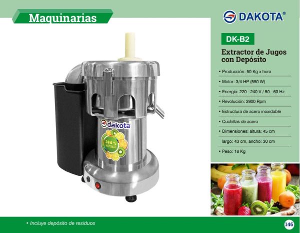 EXTRACTOR DE FRUTAS CON DEPOSITO DAKOTA MOD: DK-B2 - Imagen 2