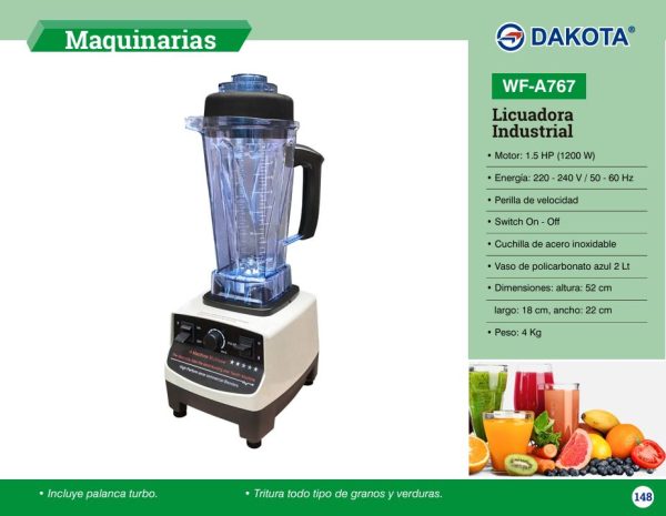 VASO DE LICUADORA DE 2 LTS DAKOTA PARA MODELO: WF-A767 - Imagen 2