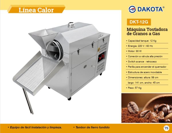 MAQUINA TOSTADORA DE GRANOS 12KG A GAS DAKOTA MOD: DKT-12G - Imagen 2