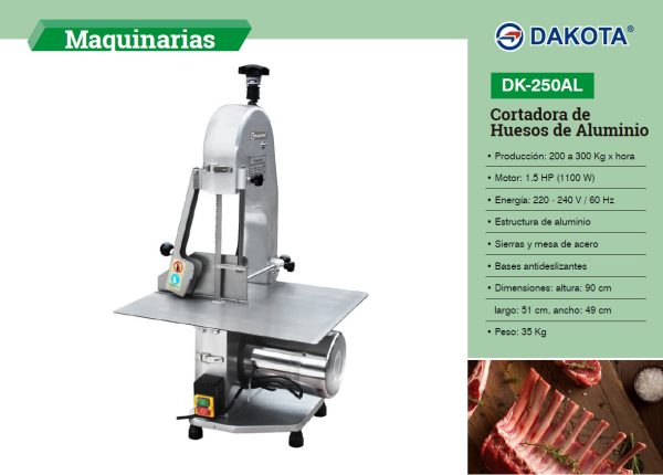 CORTADORA DE HUESO SOBRE MESA ALUMINIO DAKOTA MOD: DK-250AL - Imagen 2