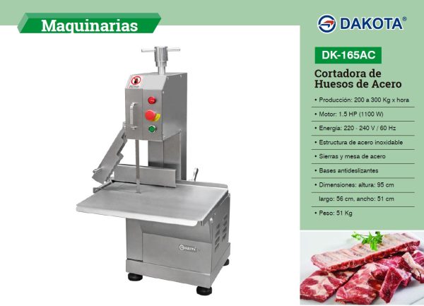 CORTADORA DE HUESO SOBRE MESA ACERO DAKOTA MOD: DK-165AC - Imagen 2