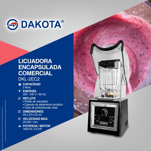 LICUADORA ENCAPSULADA 2 LTS DAKOTA MOD: DKL-2EC2 - Imagen 2
