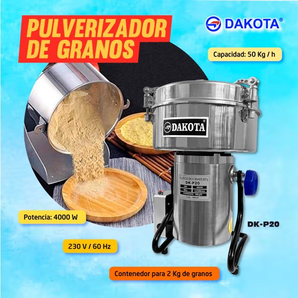 PULVERIZADOR DE GRANOS SECOS 2KG DAKOTA MOD: DK-P20 - Imagen 2