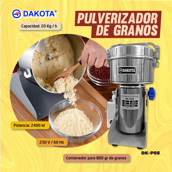 PULVERIZADOR DE GRANOS SECOS 800GR DAKOTA MOD: DK-P08 - Imagen 2