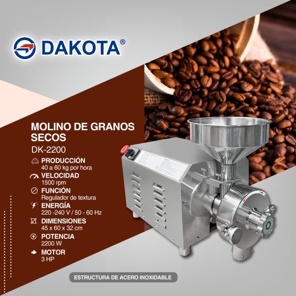 MOLINO DE GRANOS SECOS DAKOTA MOD: DK-2200 - Imagen 2