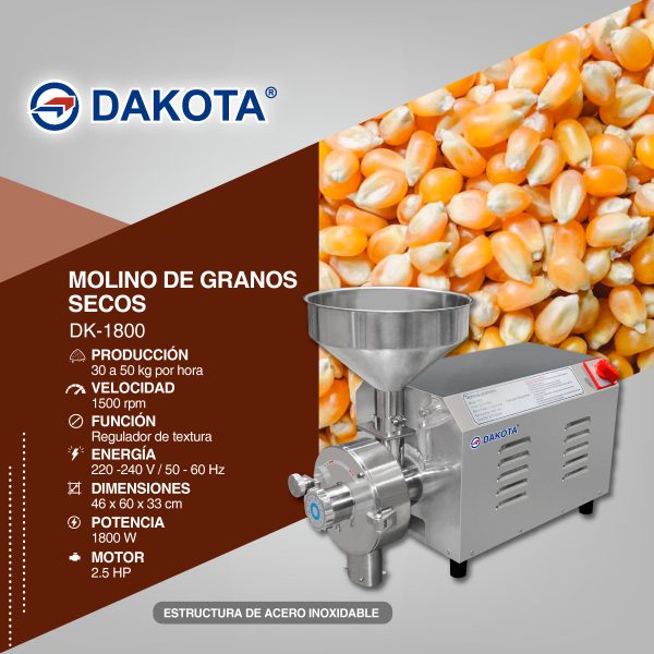 MOLINO DE GRANOS SECOS DAKOTA MOD: DK-1800 - Imagen 2