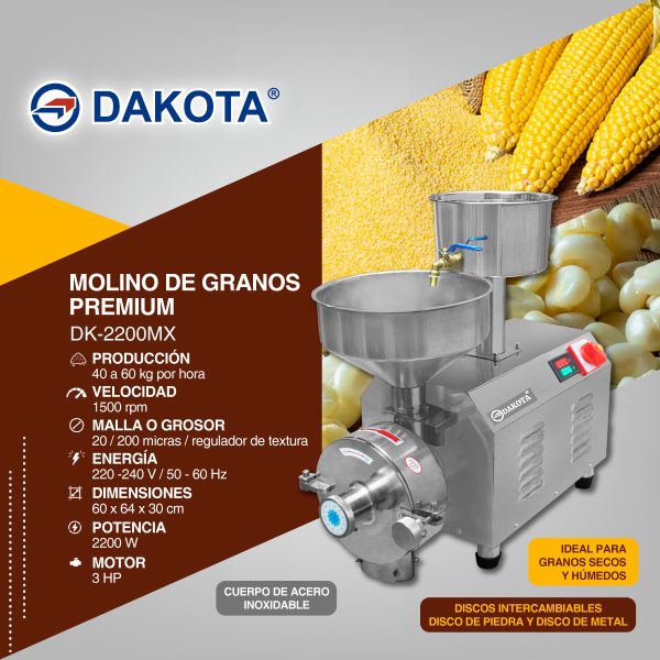 MOLINO DE GRANOS SECOS/HUMEDOS PREMIUM DAKOTA MOD: DK-2200MX - Imagen 2
