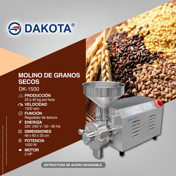 MOLINO DE GRANOS SECOS DAKOTA MOD: DK-1500 - Imagen 2