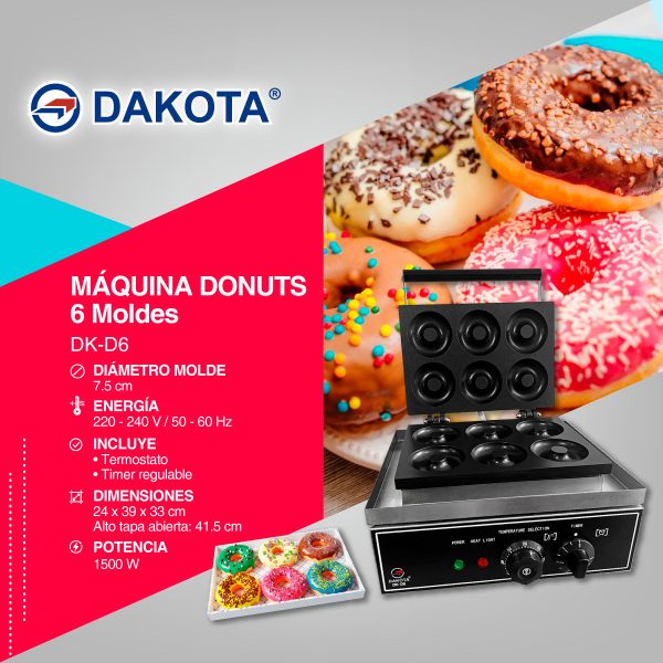 MAQUINA DE DONUTS 6 MOLDES DAKOTA MOD: DK-D6 - Imagen 2
