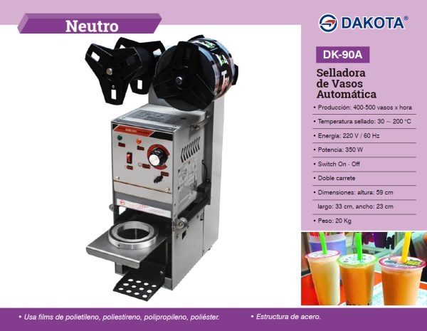 SELLADORA DE VASOS AUTOMATICA DAKOTA MOD: DK-90A - Imagen 2