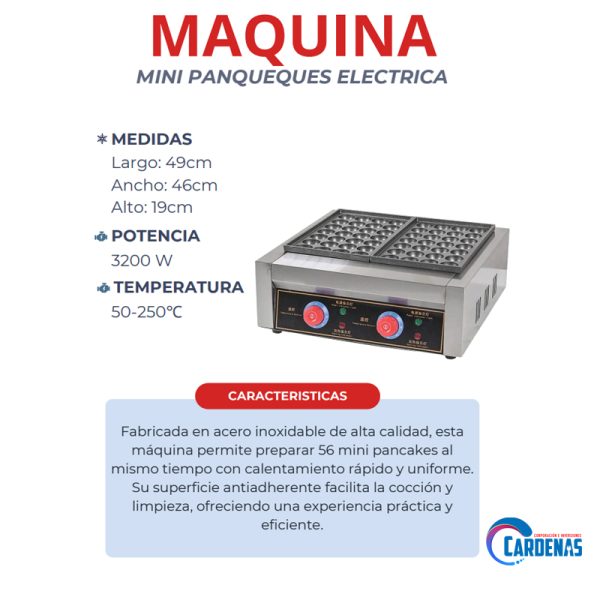 MAQUINA DE MINI PANQUEQUES DE 56 HOYOS ELECTRICOS - Imagen 2
