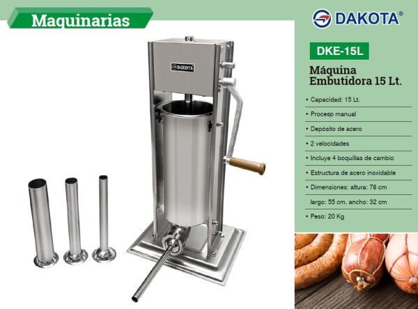EMBUTIDORA MANUAL 15 LITROS DAKOTA MOD: DKE-15L - Imagen 2