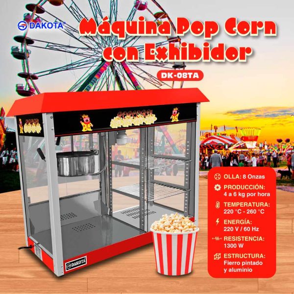 MÁQUINA DE POP CORN CON EXHIBIDOR DAKOTA MOD: DK-08TA - Imagen 3