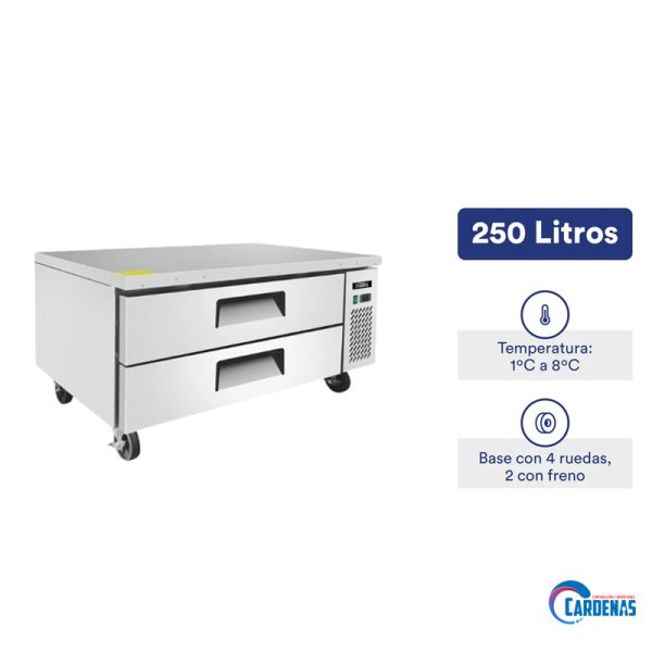 BASE CHEF REFRIGERADA CON 2 CAJONES ILUMI 250 LTS MOD: CHB-1230 - Imagen 3