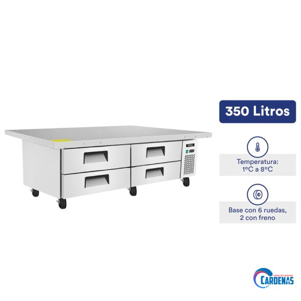 BASE CHEF REFRIGERADA CON 4 CAJONES ILUMI 350 LTS MOD: CHB-1930 - Imagen 2