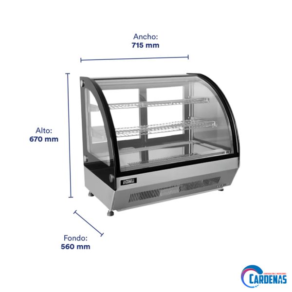 VITRINA REFRIGERADA DE MESA ILUMI DE 100 LTS MOD VRD-75CT - Imagen 3