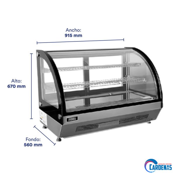 VITRINA REFRIGERADA DE MESA ILUMI DE 125 LTS MOD VRD-90CT - Imagen 3