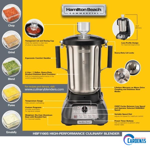 LICUADORA DE ALIMENTOS HAMILTON BEACH MOD: HBF1100S-CE - Imagen 4