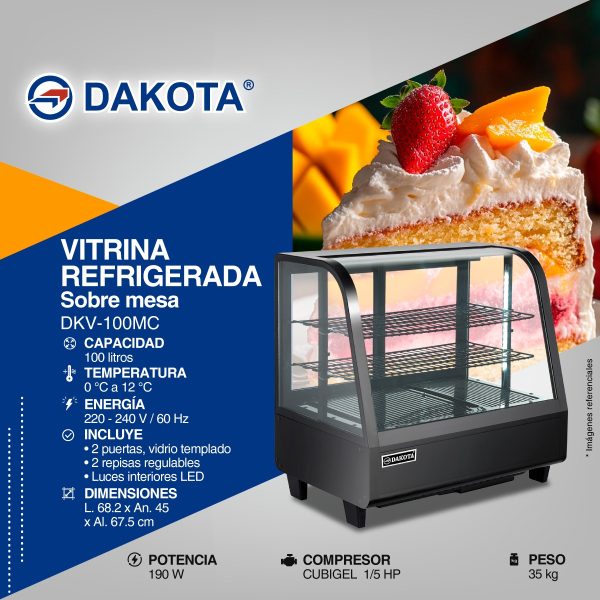 VITRINA REFRIGERADA DE MESA DAKOTA DE 100 LTS MOD DKV-100MC - Imagen 2