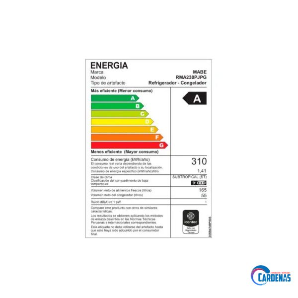 REFRIGERADORA NO FROST DE 220 LTS MABE MOD: RMA230PJPG - Imagen 2
