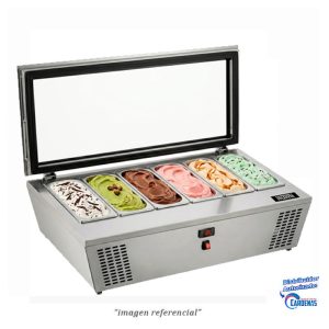 VITRINA HELADERA 6 POZAS DE SOBREMESA ILUMI MOD ICL-SM6