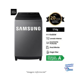LAVADORA CARGA SUPERIOR 17KG GRIS ECOBUBBLE SAMSUNG MOD WA17CG6441BD